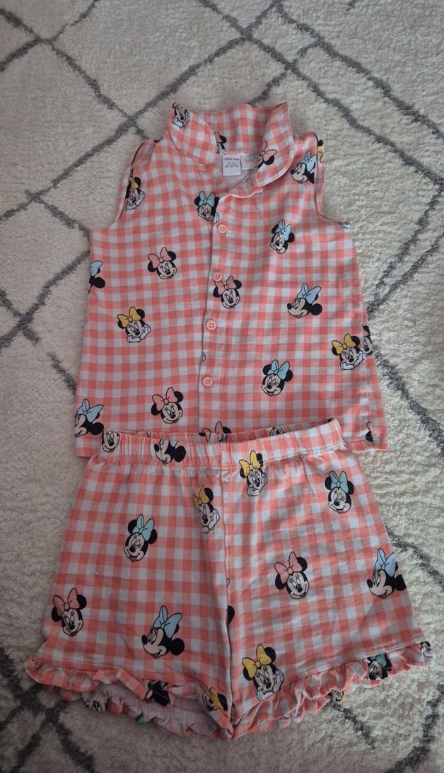 Kızlar İçin Pembe Desenli Düğmeli Pijama Takımı - Görsel 3