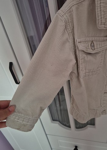 Bej Kız Çocuk Kot Ceket Düğmeli - Görsel 5