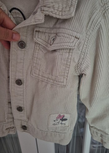 Bej Kız Çocuk Kot Ceket Düğmeli - Görsel 4