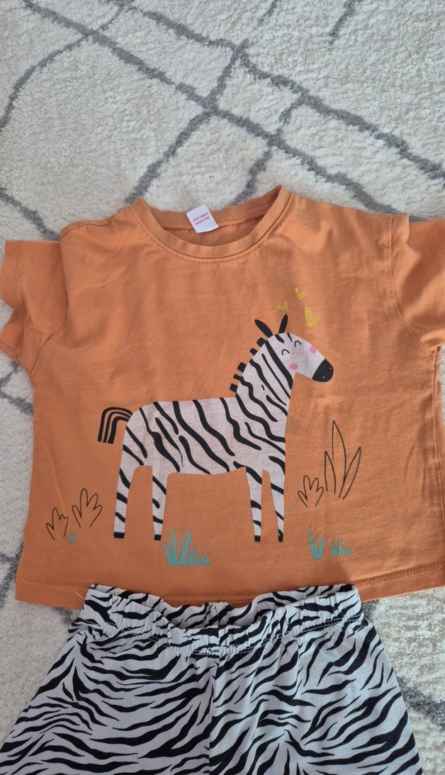 Kız Bebek Zebra Desenli Kısa Kollu Takım - Görsel 2