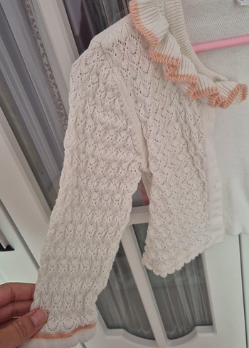 Beyaz Triko Kız Bolero Fırfırlı Yaka - Görsel 2