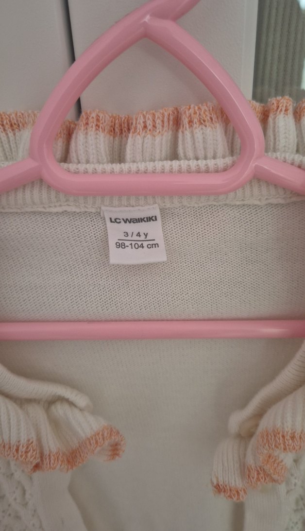 Beyaz Triko Kız Bolero Fırfırlı Yaka - Görsel 3