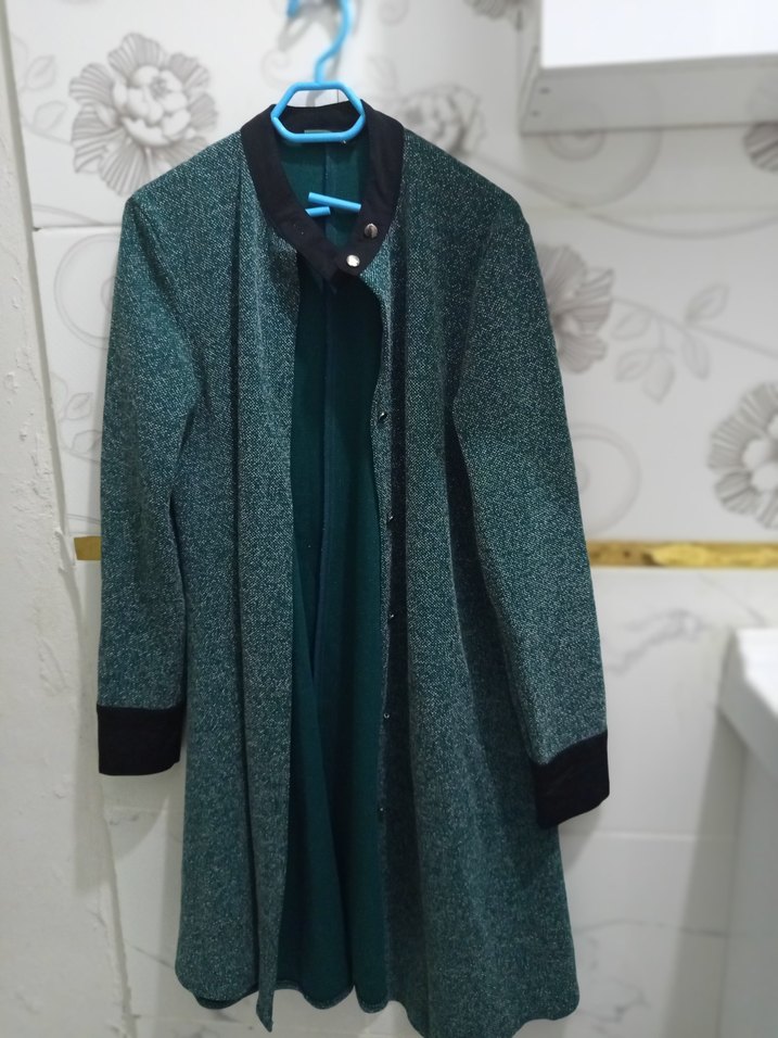 Gri Kadın Uzun Düğmeli Kaban - Görsel 2