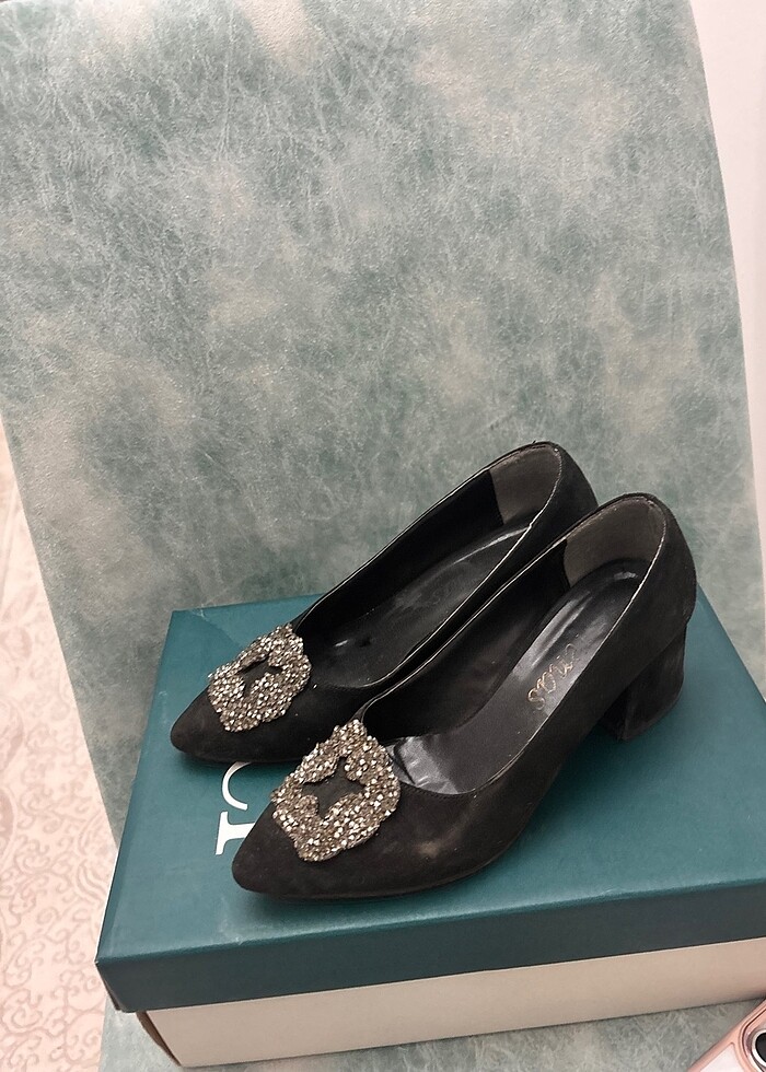 Süet kısa topuklu - Görsel 2