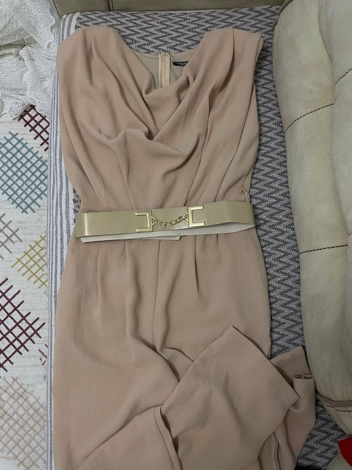 Bej Kadın Uzun Tulum Kemerli Strappy - Görsel 2