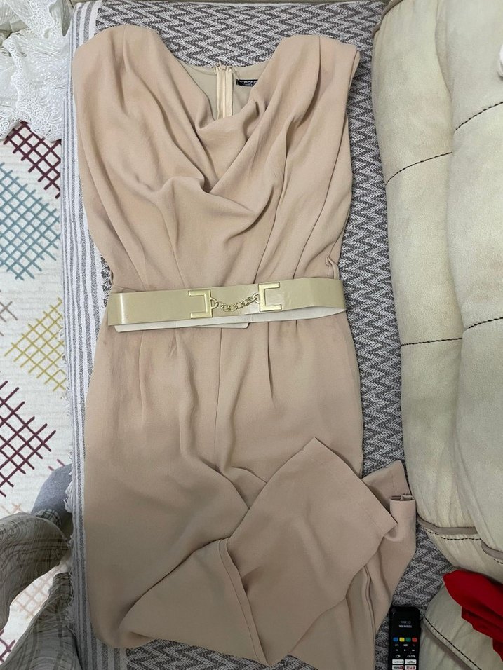 Bej Kadın Uzun Tulum Kemerli Strappy - Görsel 3