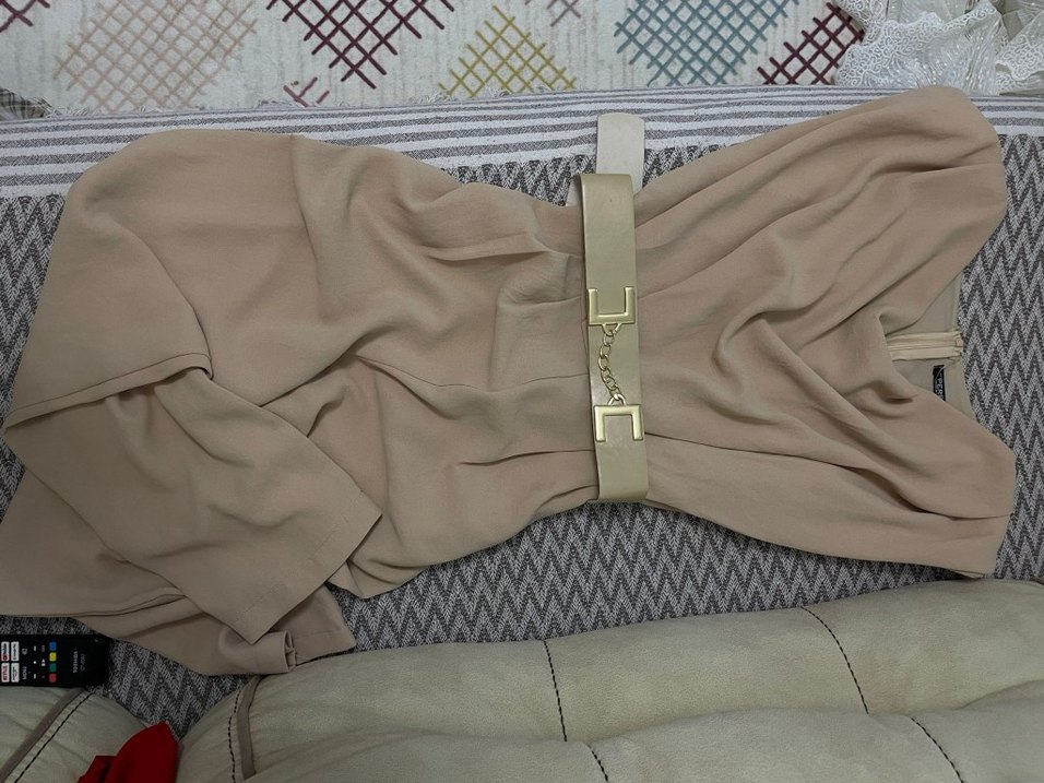 Bej Kadın Uzun Tulum Kemerli Strappy - Görsel 5