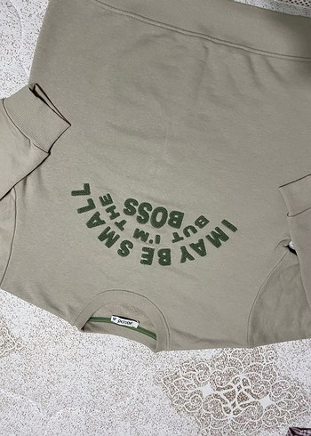 çocuk Bej Pamuklu Fermuarlı Sweatshirt - Görsel 4