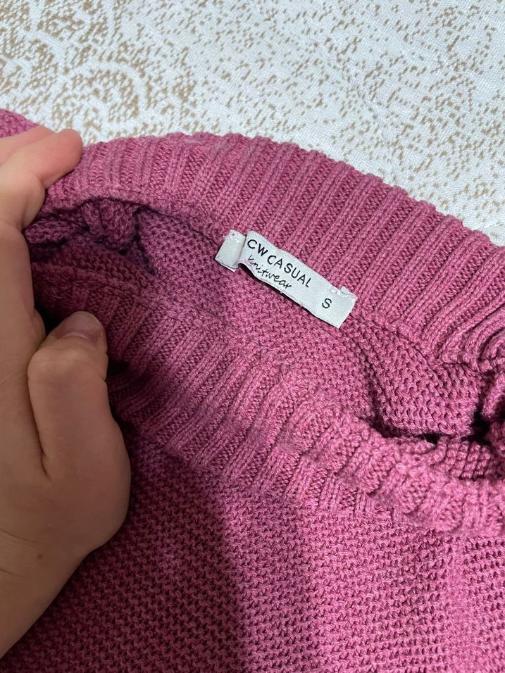 Bordo Boğazlı Örgü Kadın Kazak - Görsel 5