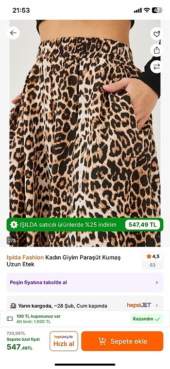 36 Beden Paraşüt kumaş uzun etek