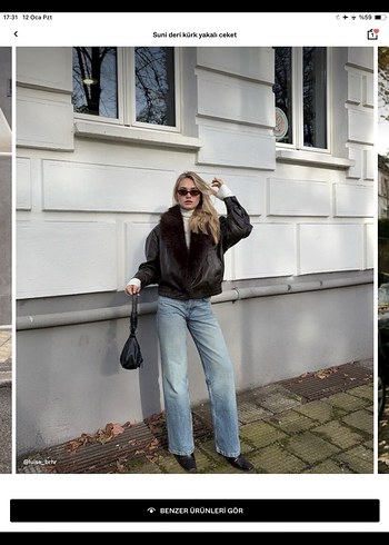 Bershka Kahverengi Kürklü Deri  Ceket - Görsel 5