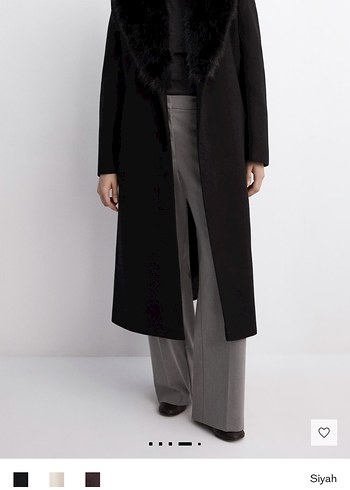 Mango monteco /Siyah Kürklü yün Kaban - Görsel 6