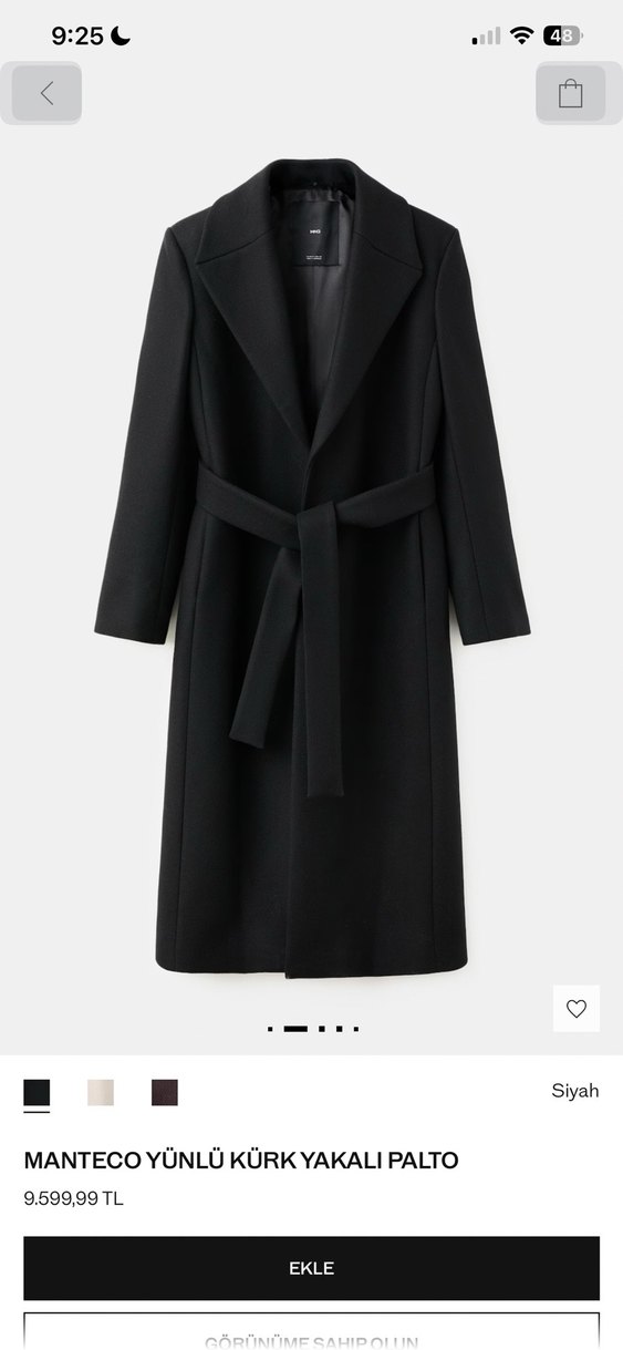 Mango monteco /Siyah Kürklü yün Kaban - Görsel 5