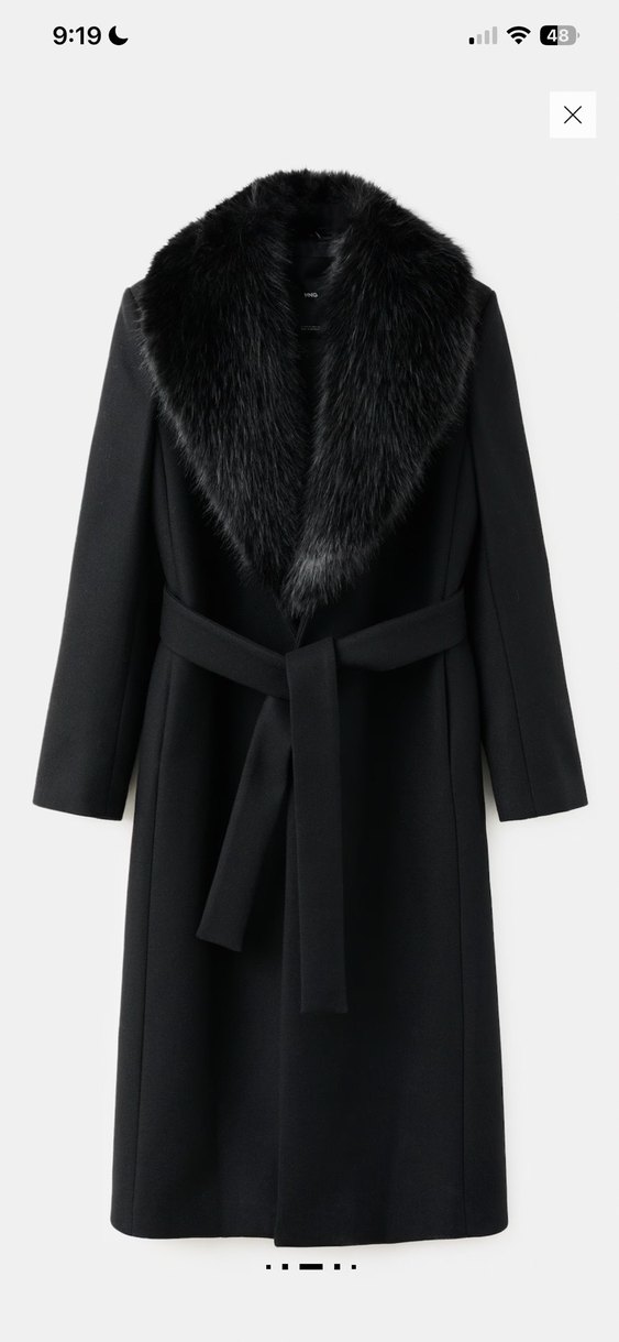 Mango monteco /Siyah Kürklü yün Kaban - Görsel 3