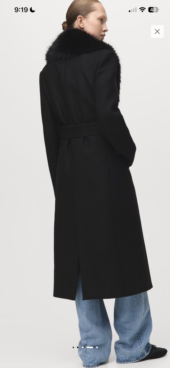 Mango monteco /Siyah Kürklü yün Kaban - Görsel 2