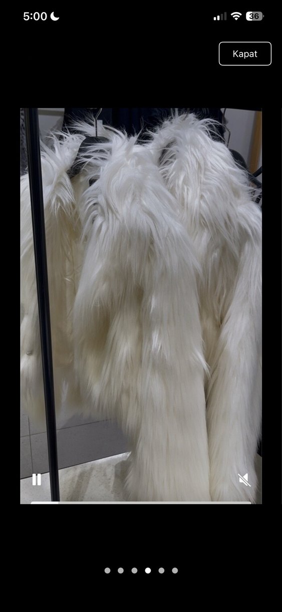 ZARA Beyaz  Kürk Detaylı Mont - Görsel 3