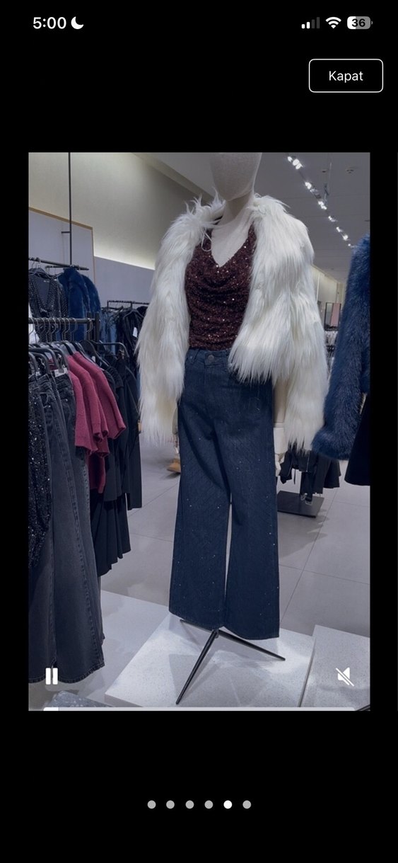 ZARA Beyaz  Kürk Detaylı Mont - Görsel 2