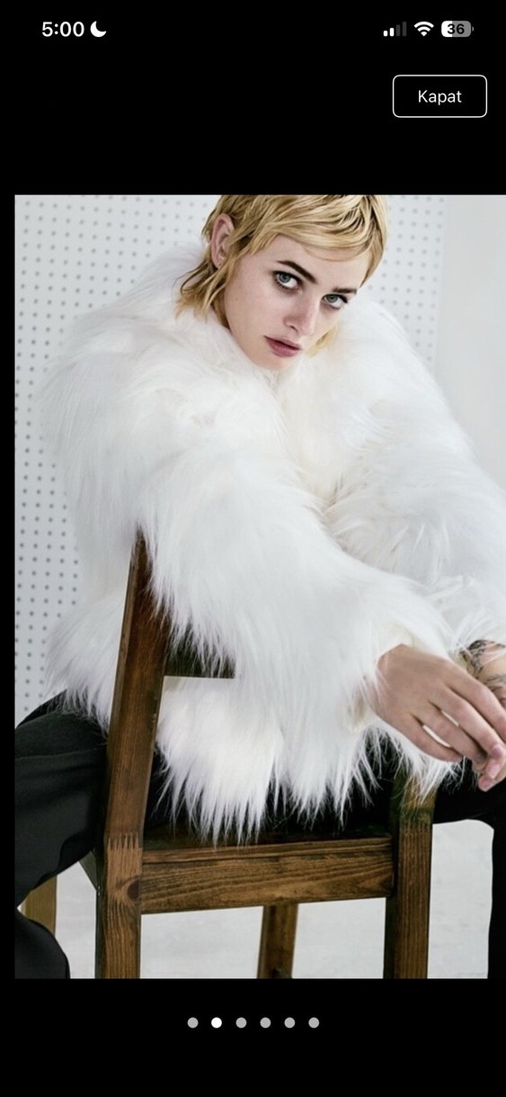 ZARA Beyaz  Kürk Detaylı Mont - Görsel 5
