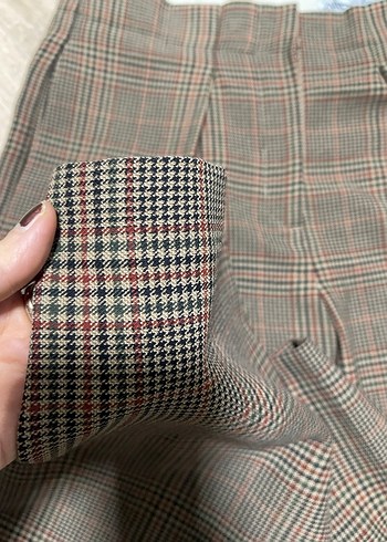Kadın ekose Pilili Midi Yün Pantolon - Görsel 11