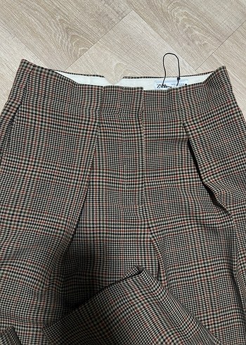 Kadın ekose Pilili Midi Yün Pantolon - Görsel 9