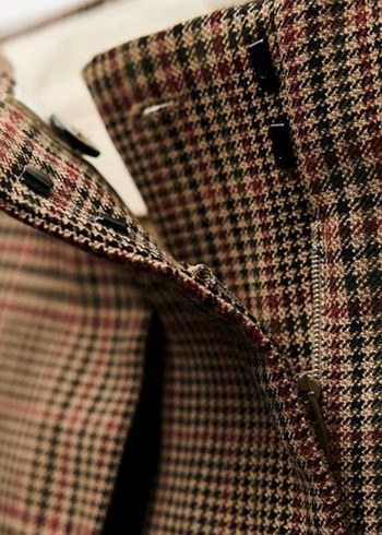 Kadın ekose Pilili Midi Yün Pantolon - Görsel 8