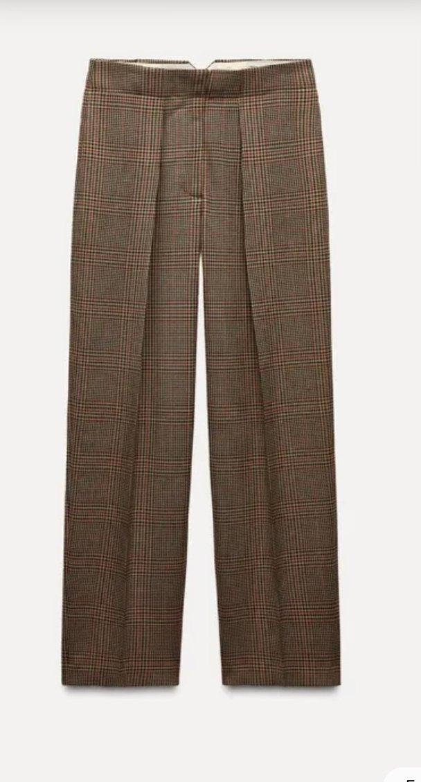 Kadın ekose Pilili Midi Yün Pantolon - Görsel 5