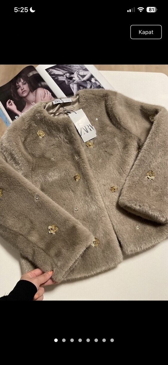 ZARA Altın Detaylı Kısa Peluş Mont - Görsel 5