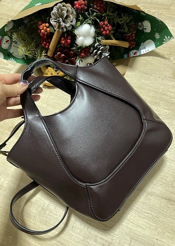 Zara Kahverengi Deri Kadın Çanta - Görsel 3