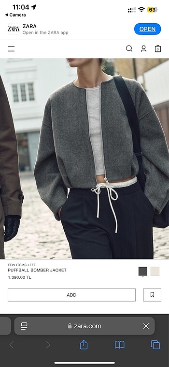 l Beden Zara bomber ceket