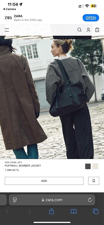 l Beden gri Renk Zara bomber ceket