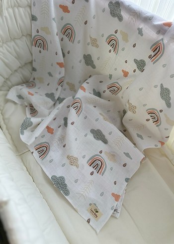 Gökkuşağı ve Bulutlar Müslin Örtü - Görsel 3