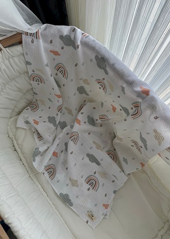 Gökkuşağı ve Bulutlar Müslin Örtü - Görsel 4