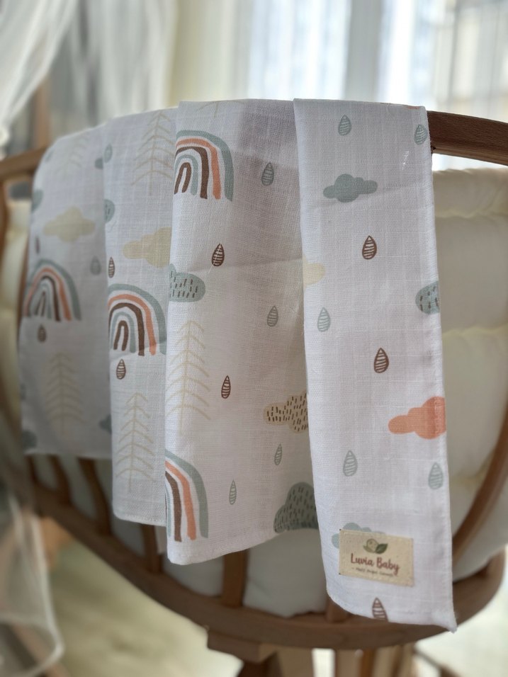 Gökkuşağı ve Bulutlar Müslin Örtü - Görsel 2