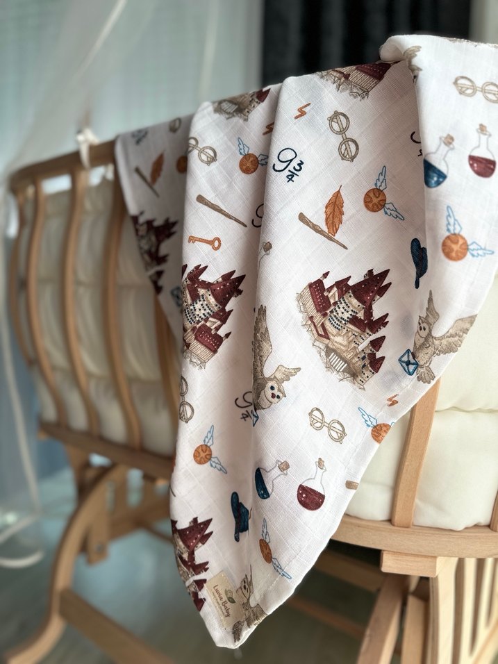 Harry Potter Temalı Çift Kat  Müslin Örtü - Görsel 5