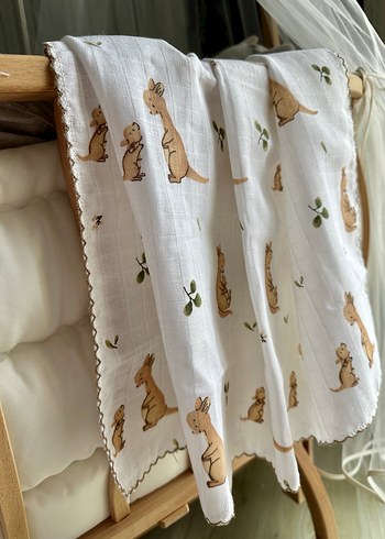 Nakışlı Pamuklu Bebek Battaniyesi - Görsel 4