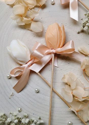 Beyaz Bohem Düğün Aksesuarı Kurdeleli - Görsel 3