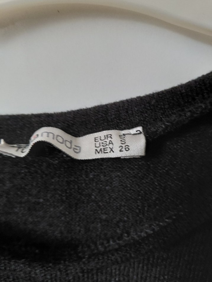 Gri Kadın Kısa balon Kollu Yün Tişört - Görsel 2