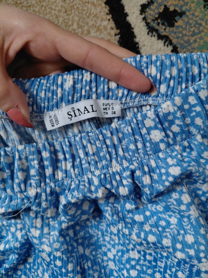 Mavi Bohem Mini Şort Etek Fırfırlı - Görsel 2