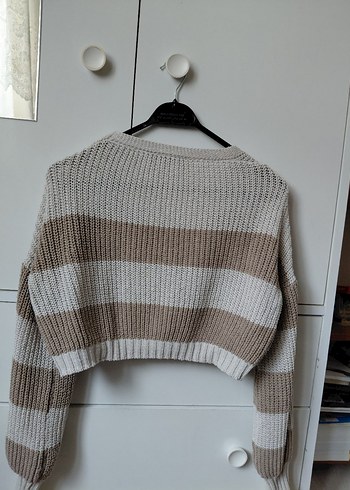 V Yaka Bej Gri Triko Hırka - Görsel 2