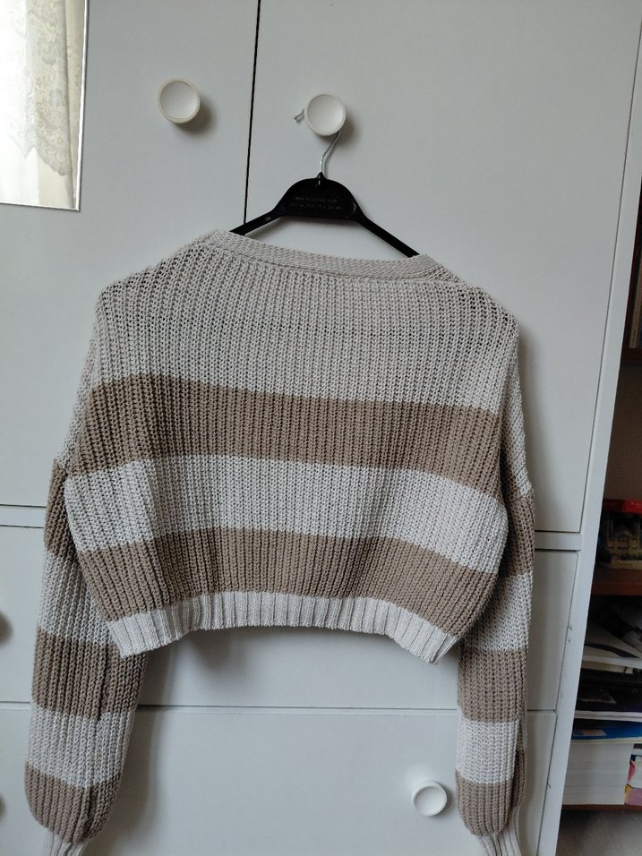 V Yaka Bej Gri Triko Hırka - Görsel 2