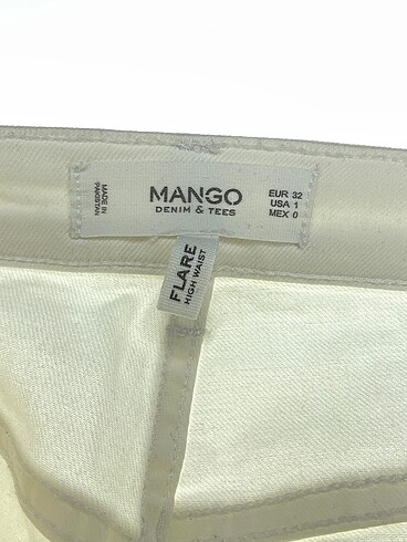 32 Beden beyaz Renk Mango Jean / Kot %70 İndirimli.