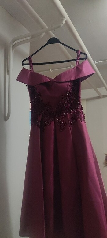 Dekolte Bordo abiye 38 beden