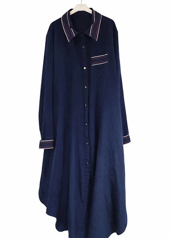 Nakışlı Lacivert tunik - Görsel 2