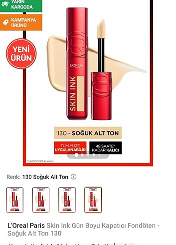 Beden Renk L'OREAL Paris kapatıcı fondöten