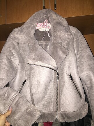 Stradivarius gri biker ceket