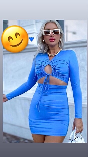 Diğer Mavi mini elbıse