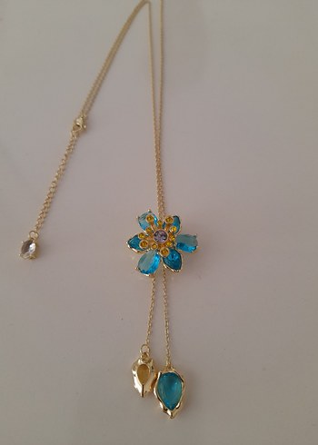 Renkli Çiçek Detaylı Midi Kadın Kolye - Görsel 6