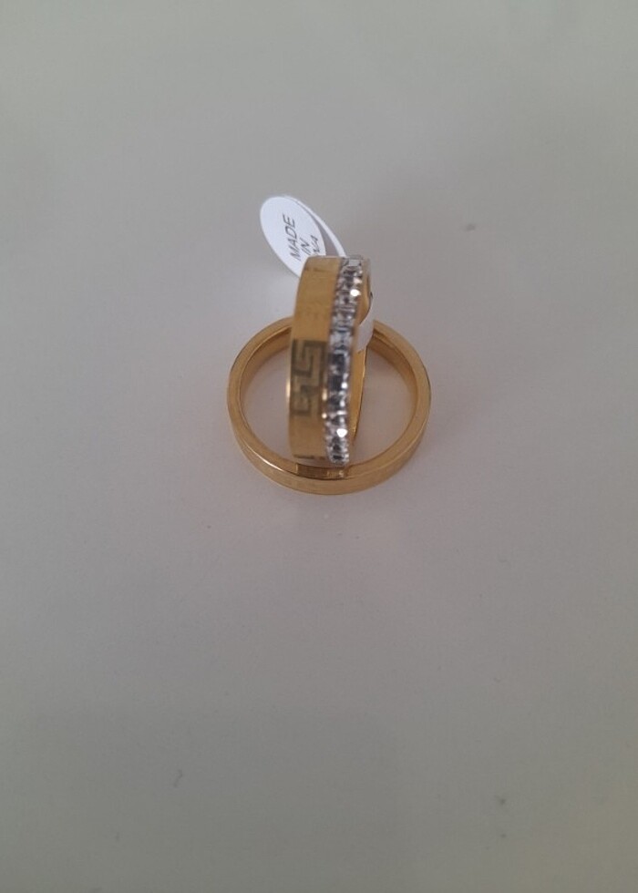 Çelik taşlı alyans yüzuk - Görsel 4