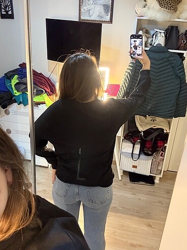xs Beden Siyah bisiklet yaka sweatshirt