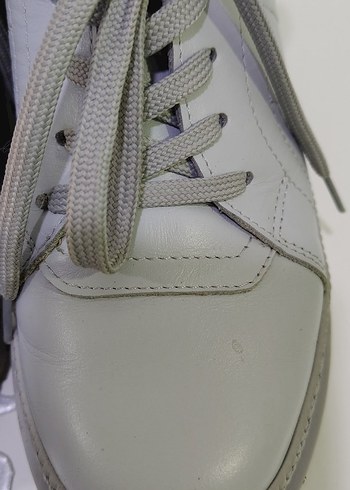 Açık gri Platform Tabanlı deri Kadın gunluk Ayakkabı - Görsel 2